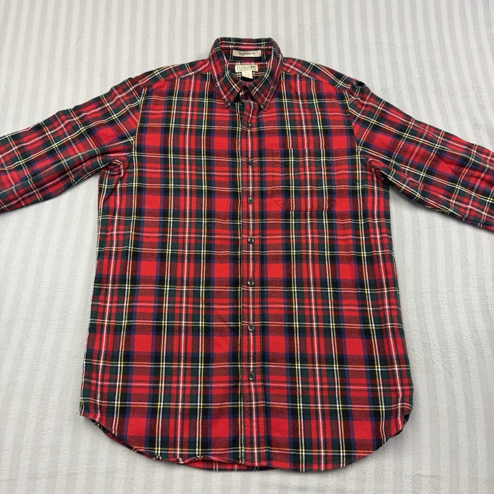 LL Bean Shirt Men's Medium Tall Red Flannel Traditional Fit Heavyā Work